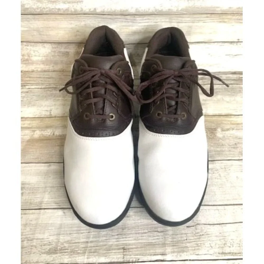 Walter‎ Hagen Men's Leather Golf Shoes White & Brown 9.5W